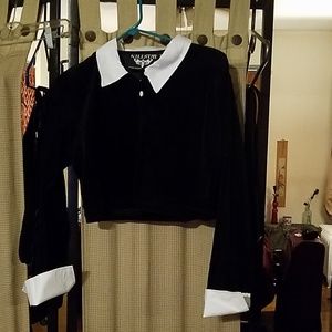 Killstar Wednesday Addams black velvet crop top XX